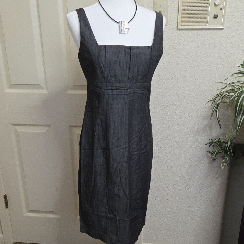 Calvin Klein Sleeveless Dark Gray Midi Sheath Dress